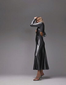 【送料無料】 トップショップ レディース ワンピース トップス Topshop metallic cut and sew maxi dress with open back in silver SILVER