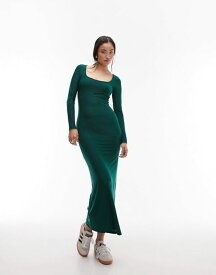 【送料無料】 トップショップ レディース ワンピース トップス Topshop super soft shaping long sleeve midi dress in bottle green Bottle green