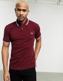 【送料無料】 フレッドペリー メンズ ポロシャツ トップス Fred Perry twin tipped logo polo in burgundy Burgundy