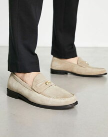 【送料無料】 ウォークロンドン メンズ スリッポン・ローファー シューズ Walk London Riva penny loafers in beige suede NEUTRAL