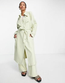 【送料無料】 トップショップ レディース コート アウター Topshop duster coat in sage Sage