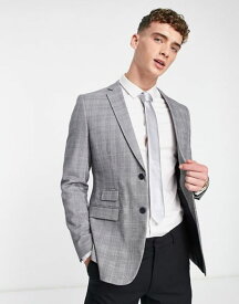【送料無料】 フレンチコネクション メンズ ジャケット・ブルゾン アウター French Connection wedding suit jacket in gray check Gray