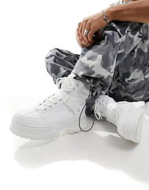 【送料無料】 エイソス メンズ ブーツ・レインブーツ シューズ ASOS DESIGN lace up boots in white faux leather with chunky sole WHITE