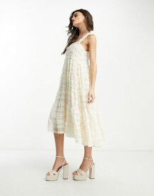 【送料無料】 シスタージュン レディース ワンピース トップス Sister Jane ruffle smock midi dress in cream Cream