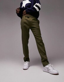 【送料無料】 トップマン メンズ カジュアルパンツ ボトムス Topman skinny wool mix pants in olive Khaki