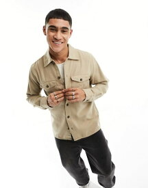 【送料無料】 ジャック アンド ジョーンズ メンズ シャツ トップス Jack & Jones Essentials brushed overshirt in beige Crockery