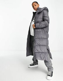 【送料無料】 ニュールック レディース ジャケット・ブルゾン アウター New Look longline padded coat with hood in gray Gray
