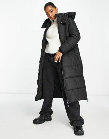 【送料無料】 ニュールック レディース ジャケット・ブルゾン アウター New Look longline padded coat with hood in black Black