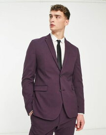 【送料無料】 ニュールック メンズ ジャケット・ブルゾン アウター New Look skinny suit jacket in dark plum Dark Purple