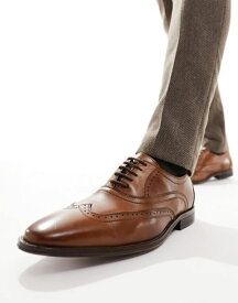 【送料無料】 エイソス メンズ スニーカー シューズ ASOS DESIGN lace up brogue shoe in tan leather TAN