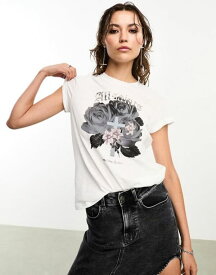 【送料無料】 オールセインツ レディース Tシャツ トップス AllSaints x ASOS exclusive Anna graphic t-shirt in white Optic white