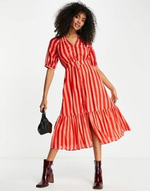 【送料無料】 ホイッスルズ レディース ワンピース トップス Whistles cotton v-neck maxi shirt dress in candy red stripe Red stripe