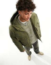 【送料無料】 エイソス メンズ ジャケット・ブルゾン アウター ASOS DESIGN utility puffer jacket in khaki GREEN