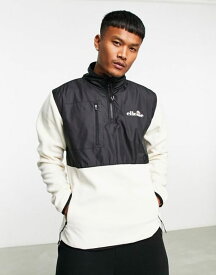 【送料無料】 エレッセ メンズ ジャケット・ブルゾン アウター ellesse half zip fleece with logo in ecru WHITE