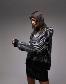 【送料無料】 トップショップ レディース ニット・セーター アウター Topshop knitted swirl print crew neck sweater in mono MONO