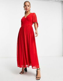 【送料無料】 ネバーフリードレスド レディース ワンピース トップス Never Fully Dressed tie sleeve glitter heart midaxi dress in red Red