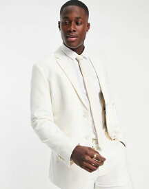 【送料無料】 ニュールック メンズ ジャケット・ブルゾン アウター New Look skinny suit jacket in off white Off White