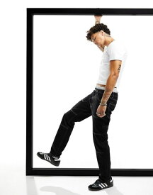 【送料無料】 エイソス メンズ デニムパンツ ボトムス ASOS DESIGN straight carpenter jeans with contrast stitch in black Black