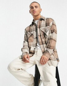 【送料無料】 ドクターデニム メンズ シャツ トップス Dr Denim State check overshirt in brown Brown