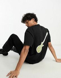 【送料無料】 プレティグリーン メンズ Tシャツ トップス Pretty Green Zozo Guitar relaxed fit t-shirt in black with back print Black
