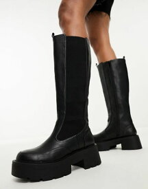 【送料無料】 パブリックデザイア レディース ブーツ・レインブーツ シューズ Public Desire Evergreen chunky knee boots in black Black