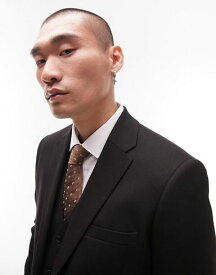 【送料無料】 トップマン メンズ ジャケット・ブルゾン アウター Topman skinny textured suit jacket in black Black