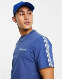 【送料無料】 ファーラー メンズ Tシャツ トップス Farah Finlay T-shirt in steel blue with stripe detail Exclusive to ASOS Blue