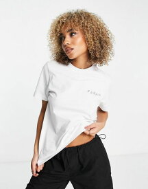 【送料無料】 ファーラー レディース Tシャツ トップス Farah Terry logo graphic cotton boyfriend fit T-shirt in white with back print White