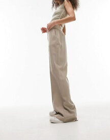 【送料無料】 トップショップ レディース カジュアルパンツ ボトムス Topshop wide leg pants in taupe - part of a set taupe