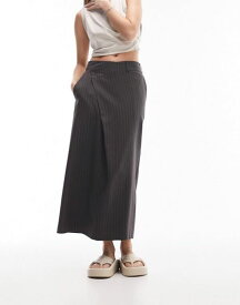 【送料無料】 トップショップ レディース ジャケット・ブルゾン アウター Topshop tailored pinstripe maxi skirt in gray Gray