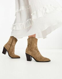【送料無料】 エイソス レディース ブーツ・レインブーツ シューズ ASOS DESIGN Rational heeled western boots in taupe Taupe