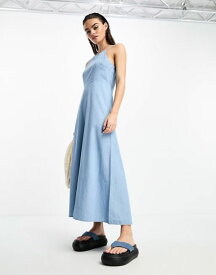 【送料無料】 セレクティッド レディース ワンピース トップス Selected Femme halterneck denim maxi dress in blue BLUE