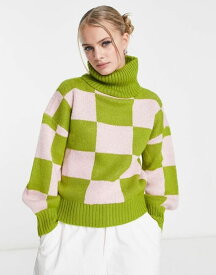 【送料無料】 ネイティブユース レディース ニット・セーター アウター Native Youth relaxed sweater with high neck in checkerboard knit Multi