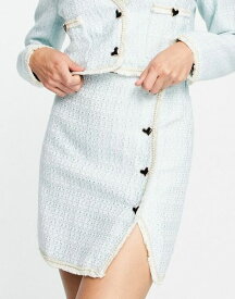 【送料無料】 シスタージュン レディース スカート ボトムス Sister Jane asymmetric mini skirt in baby blue tweed - part of a set Baby blue