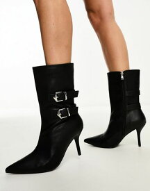 【送料無料】 パブリックデザイア レディース ブーツ・レインブーツ シューズ Public Desire Maria buckle heeled ankle boots in black Black