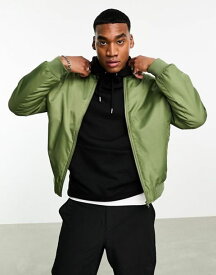 【送料無料】 エイソス メンズ ジャケット・ブルゾン アウター ASOS DESIGN oversized bomber jacket with detachable sleeves in green GREEN