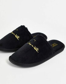 【送料無料】 シックシルク メンズ サンダル シューズ Siksilk script slippers in black Black