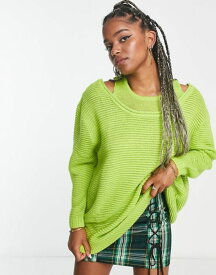【送料無料】 ネイティブユース レディース ニット・セーター アウター Native Youth oversized sweater with double neckline in green MIXED GREEN