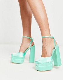 【送料無料】 パブリックデザイア レディース サンダル シューズ Public Desire Exclusive Moonchild platform heeled sandals in pale green satin PALE GREEN