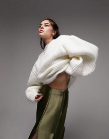 【送料無料】 トップショップ レディース ニット・セーター アウター Topshop knitted volume sleeve fluffy sweater in ivory Ivory