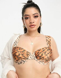 【送料無料】 リバーアイランド レディース トップのみ 水着 River Island Plus animal print balconette bikini top in brown Beige- dark