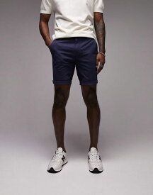 【送料無料】 トップマン メンズ ハーフパンツ・ショーツ ボトムス Topman skinny chino short in navy Navy