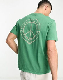 【送料無料】 エレメント メンズ Tシャツ トップス Element collab back print T-shirt in green Foliage