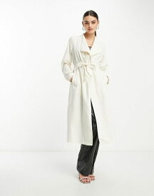 【送料無料】 ヴィラ レディース ジャケット・ブルゾン アウター Vila waterfall belted duster coat in cream Birch