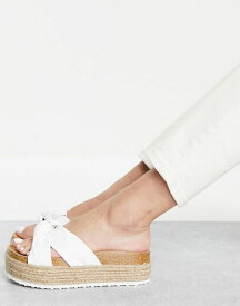 【送料無料】 エイソス レディース サンダル シューズ ASOS DESIGN Teegan knotted flatform sandals in white WHITE