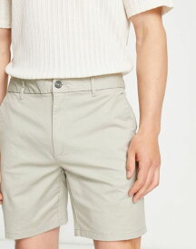 【送料無料】 リバーアイランド メンズ ハーフパンツ・ショーツ ボトムス River Island skinny chino shorts in stone STONE - LIGHT