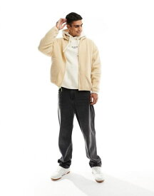 【送料無料】 エイソス メンズ ジャケット・ブルゾン アウター ASOS DESIGN oversized borg zip thru jacket in beige Beige