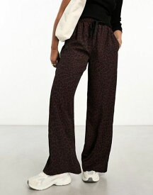 【送料無料】 エイソス レディース カジュアルパンツ ボトムス ASOS DESIGN pull on pants with contrast panel in animal print Print