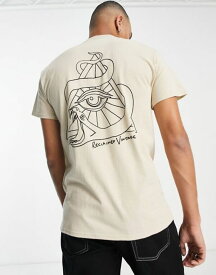 【送料無料】 リクレイム ヴィンテージ メンズ Tシャツ トップス Reclaimed Vintage Inspired snake graphic t-shirt in ecru ECRU