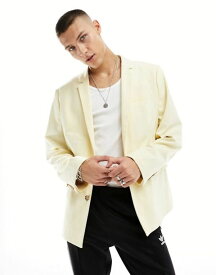 【送料無料】 エイソス メンズ ジャケット・ブルゾン ブレザー アウター ASOS DESIGN oversized blazer in pale yellow YELLOW